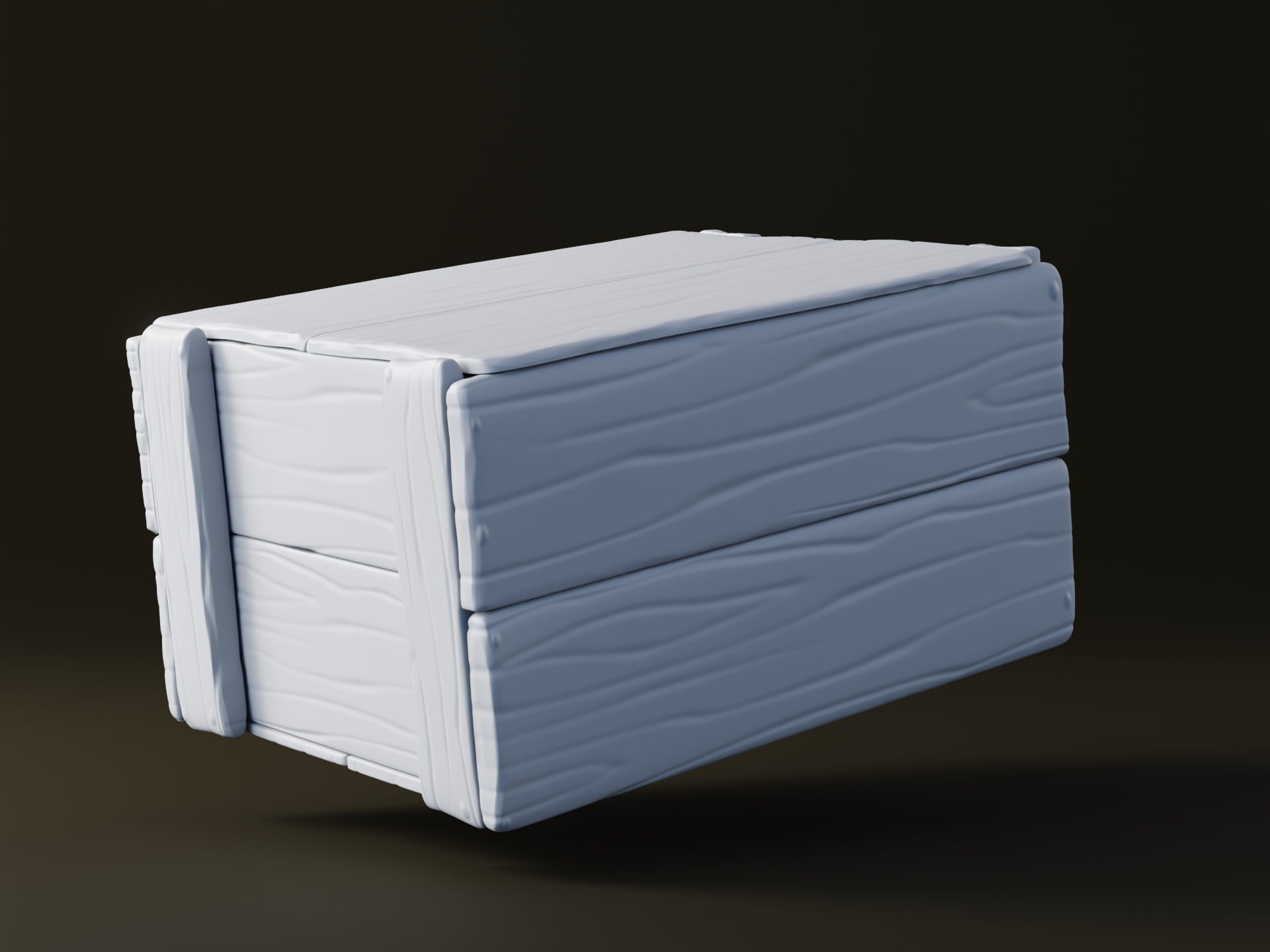 Small Wooden Storage Box sculpt render